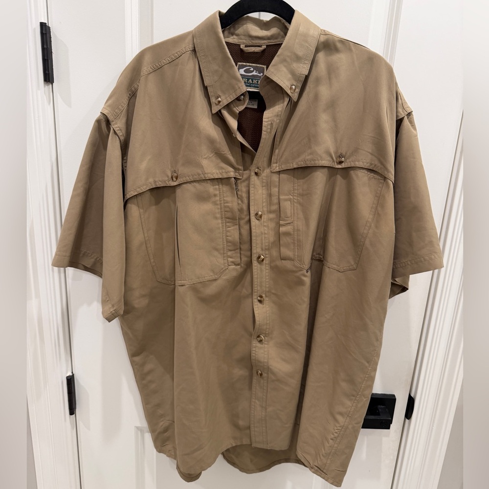 Drake Men's Short-Sleeve Button-Down Shirt in Tan